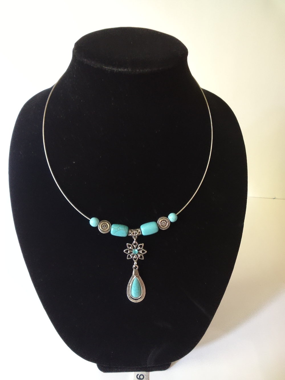 Turquoise Pendant Choker Necklace - Unbranded